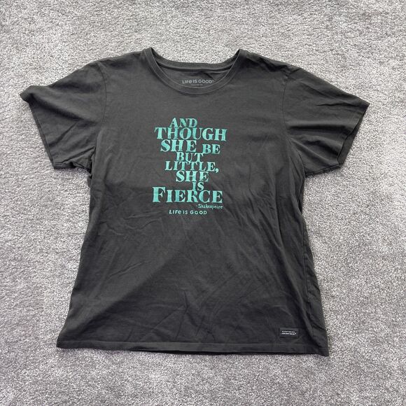 Life Is Good Black Tee with Green Print - Picture 1 of 10